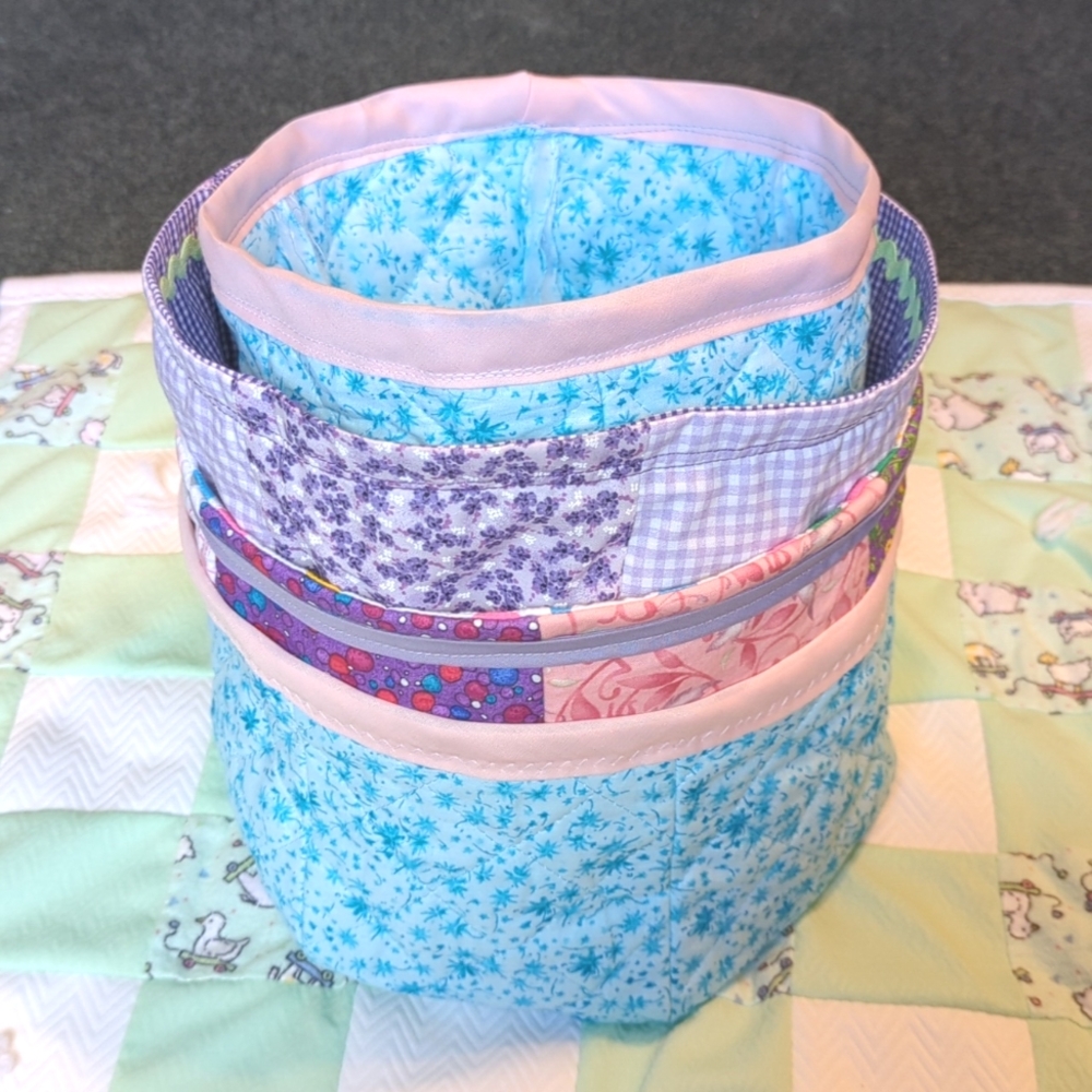 Set of 4 Fabric Storage Bins/Gift Baskets Hand Crafted